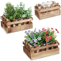 Relaxdays Blumenkasten 3er Set, Holz, Zaunoptik, Balkon & Fensterbank,