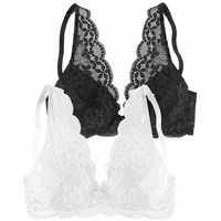 PETITE FLEUR Push-up-BH Damen weiß+schwarz Gr.70C