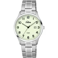 Selva SELVA Quarz-Armbanduhr mit Edelstahlband Zifferblatt schwarz Ø 39mm