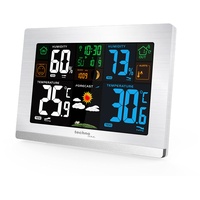 Technoline WS6462 silber Funkwetterstation, Innentemperatur, Außentemperatur, Luftfeuchte, Luftdruck, Tendenzanzeige,