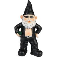 Brubaker Gartenzwerg Cooler Biker Schwarz - Rocker Zwerg Mann