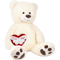 Brubaker XXL Teddybär 100 cm Weiß mit einem Einen