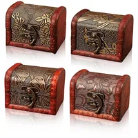 Lwtsrp 4pcsMini Holz Schatzkiste, 8 x 6cm Kleine Schatztruhe
