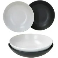 Mambocat 4er Set Suppenteller Nero Bianco weiß Ø schwarz
