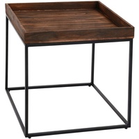 Mendler Beistelltisch HWC-K71, Kaffeetisch Couchtisch Tisch, Paulownia-Holz Metall 60x60x60cm