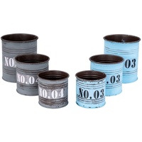Levandeo 6er Set Aufbewahrung Metall H8-14cm Grau Blau Industrial
