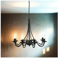 Licht-Erlebnisse Kronleuchter Schwarz Metall Rustikal Ø65cm 8 Arme Wohnzimmer