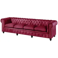 MASSIVMOEBEL24.DE Sofa 4-Sitzer Echtleder 274x82x75 rot CHESTERFIELD #404 -