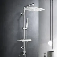 Görbach Regendusche Duschset Duschsystem Ablage Chrom Stangeset Duscharmaturlos