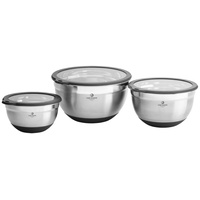 CHEF CUISINE Edelstahl-Schüsseln, 3er Set, Glasdeckel, Langlebig, Lebensmittelecht,