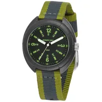 JACQUES FAREL Jugend-Armbanduhr Jungen Leuchtzeiger Analog Quarz Stoffband Grau