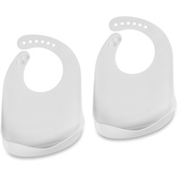 Relaxdays Lätzchen Baby, 2er Set, mit Auffangschale, Silikon, BPA-frei,