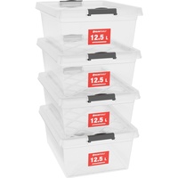 ATHLON TOOLS 4x 12.5 L Aufbewahrungsboxen mit Deckel, lebensmittelecht