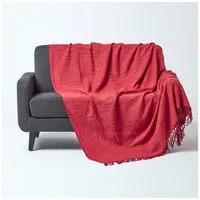 Homescapes Überwurf Nirvana, 100% Baumwolle, Rot, 225 X 255