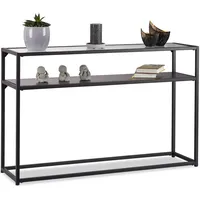 Relaxdays Konsolentisch Glas, transparente Tischplatte, Metallgestell, Ablage, 4-beinig, HxBxT: