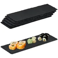 Relaxdays 12 x Schieferplatte, 30x10 cm, Anthrazit