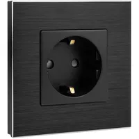 Navaris Aluminium Schuko Steckdose einfach - mit Montagematerial -