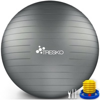 TRESKO Gymnastikball grau 65cm) mit Pumpe Fitnessball Yogaball Sitzball