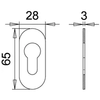 Edi PT-Schlüsselrosette Ares 0817/3 oval, PZ gelocht verkehrsweiß,beschichtet