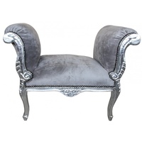 Casa Padrino Barock Schemel Hocker Grau / Silber -