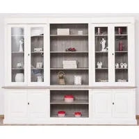 Casa Padrino Landhausstil Bücherschrank Weiß / Braungrau 286 x