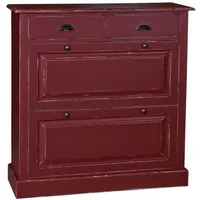 Casa Padrino Landhausstil Massivholz Schuhschrank Antik Bordeauxrot 103 x