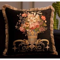 Casa Padrino Luxus Barock Samt Kissen Vase mit Blumen