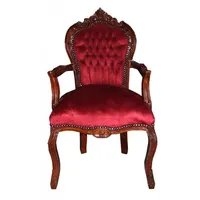 Casa Padrino Barock Esszimmer Stuhl mit Armlehnen Bordeaux /