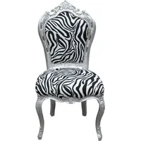 Casa Padrino Barock Esszimmer Stuhl Zebra/Silber Mod2 - Möbel