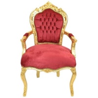 Casa Padrino Barock Esszimmer Stuhl Bordeaux / Gold mit