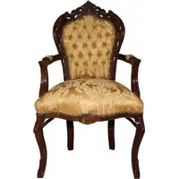 Casa Padrino Barock Esszimmerstuhl Gold Blumen Muster / Braun