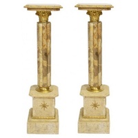 Casa Padrino Barock Marmor Säulen Set Creme / Gold