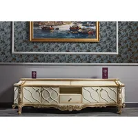 Casa Padrino Luxus Barock Fernsehschrank Weiß / Antik Gold