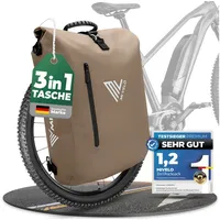 MIVELO 3in1 Fahrradtasche - Rucksack wasserdicht - Sandbeige -