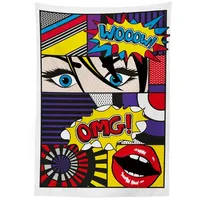 ABAKUHAUS Kunst Tischdecke, Comic-Muster, Pflegeleicht Waschbar Schmutzabweisend und mit