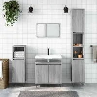 VidaXL 3-tlg. Badmöbel-Set Grau Sonoma Holzwerkstoff