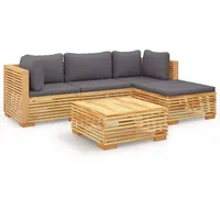 VidaXL 5-tlg. Garten-Lounge-Set mit Kissen Massivholz Teak