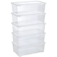 GRIZZLY Aufbewahrungsboxen 5 x 5 L mit Deckel transparent