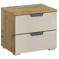 Rauch Möbel Nachtschrank, Eiche Artisan, Champagner, Glas, Holzwerkstoff, 2