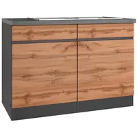 Held Spülenschrank Turin mit Spüle ca. 120x86 cm Graphit/Eiche