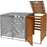Mendler XL 1er-/2er-Mülltonnenverkleidung Erweiterung HWC-J44, Mülltonnenbox, 120x68x98cm Holz MVG-zertifiziert