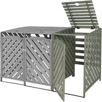 Mendler XL 1er-/2er-Mülltonnenverkleidung Erweiterung HWC-J44, Mülltonnenbox, 120x68x98cm Holz MVG-zertifiziert