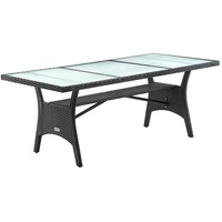 CASARIA Polyrattan Gartentisch 190x90x74cm Glas
