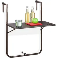 Relaxdays Balkonhängetisch klappbar, 3-fach höhenverstellbar, Tischplatte in Holz-Optik BxT: