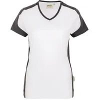 Hakro Damen V-Shirt Contrast Mikralinar® weiß/anthrazit, XL