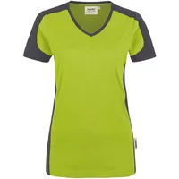Hakro Damen V-Shirt Contrast Mikralinar® kiwi/anthrazit, M