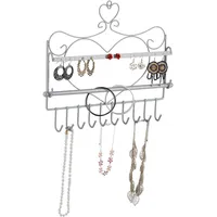 Relaxdays Wand Schmuckhalter, für Ketten, Ohrringe & Armbänder, Kettenhalter