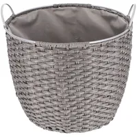 TermaTech Kaminholzkorb „Rattan“ 60 Liter, Ø 45 cm, hellgrau,