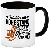 Speecheese Rente Kaffeebecher in schwarz mit Spruch für Rentner