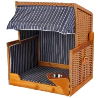 Mr. Deko Hundestrandkorb - gestreift/blau - PE beige -